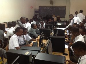 Students working on their media project in the computer lab